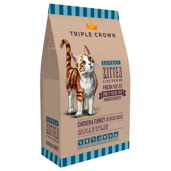 خوراک کیتن Lovely Cat تریپل کراون با طعم مرغ و بوقلمون 2 کیلوگرم