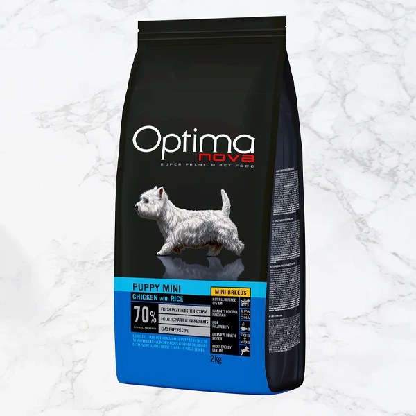 خوراک سگ‌ پاپی نژاد کوچک اپتیمانوا با طعم مرغ و برنج 2 کیلوگرم