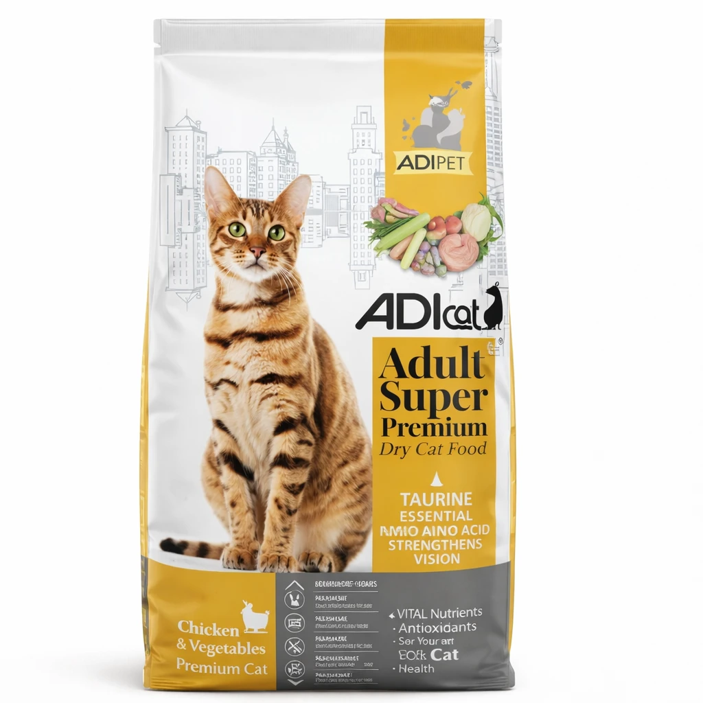 خوراک سوپرپریمیوم گربه بالغ برند ADI با طعم مرغ و سبزیجات وزن 7.5 کیلوگرم